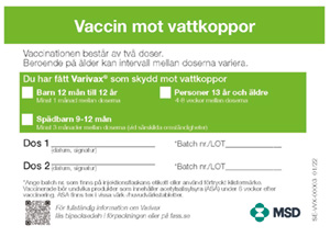 Bild för Häfte – Vaccinationskort (Varivax)